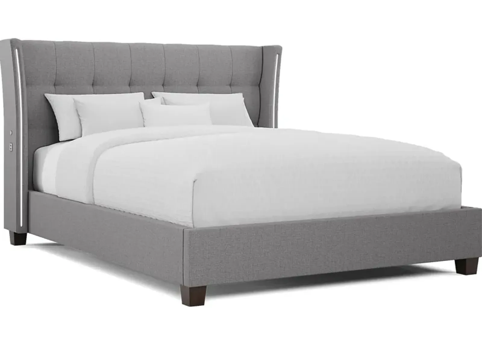 Carlie Gray 3 Pc King Upholstered Bed