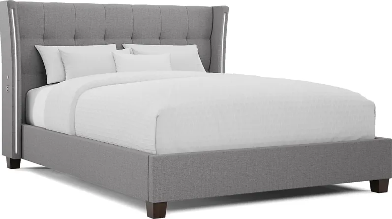 Carlie Gray 3 Pc King Upholstered Bed