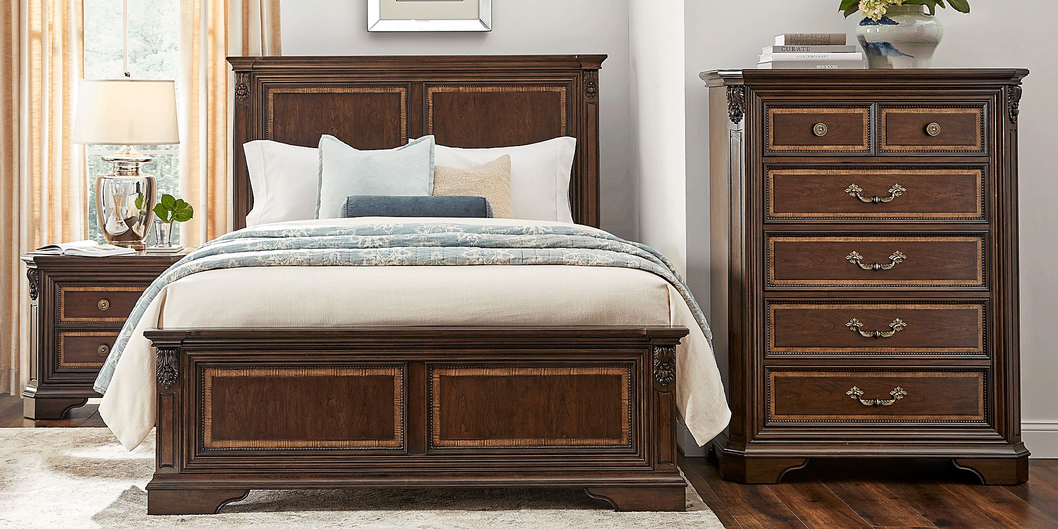 Fuller Brown Cherry 3 Pc King Panel Bed