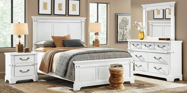 Fairhaven White 6 Pc Queen Panel Bedroom