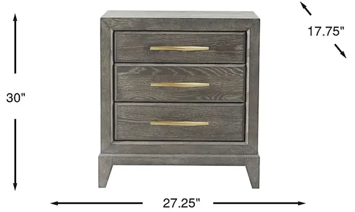 Kailey Park Charcoal 3 Drawer Nightstand