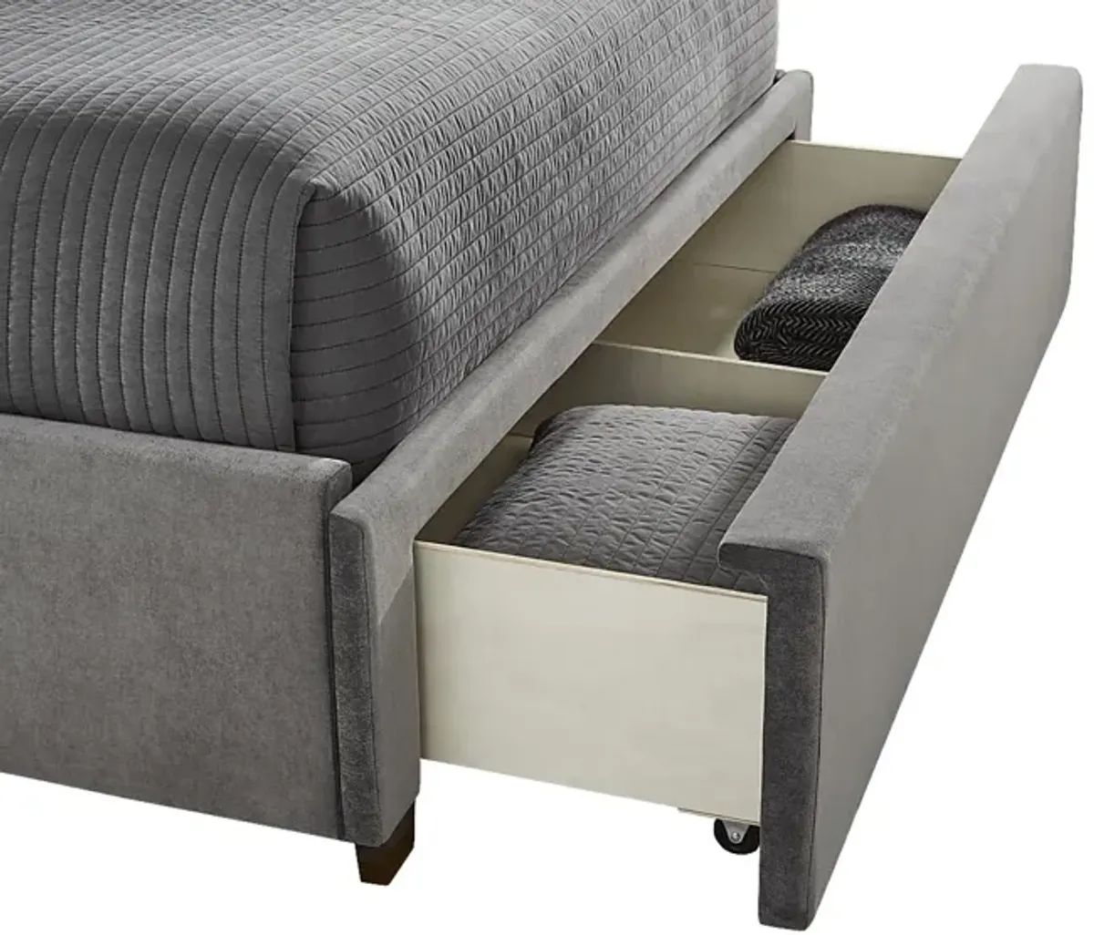 Belvedere Smoke 3 Pc Queen Upholstered Storage Bed