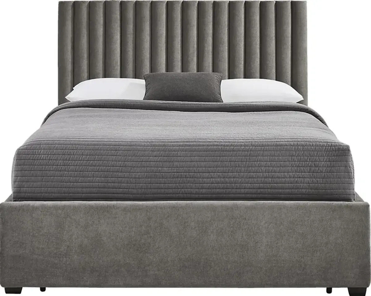 Belvedere Smoke 3 Pc Queen Upholstered Storage Bed