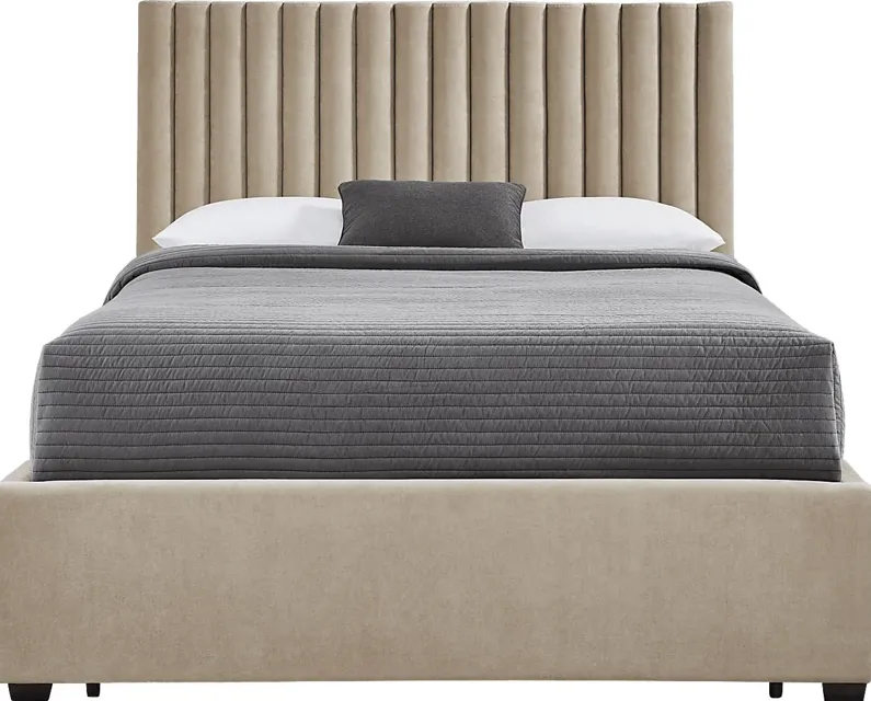 Belvedere Beige 3 Pc Queen Upholstered Storage Bed