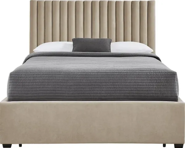 Belvedere Beige 3 Pc Queen Upholstered Storage Bed