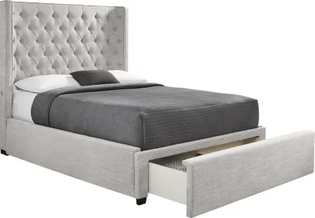 Harlow Hill Light Gray 3 Pc Queen Upholstered Storage Bed