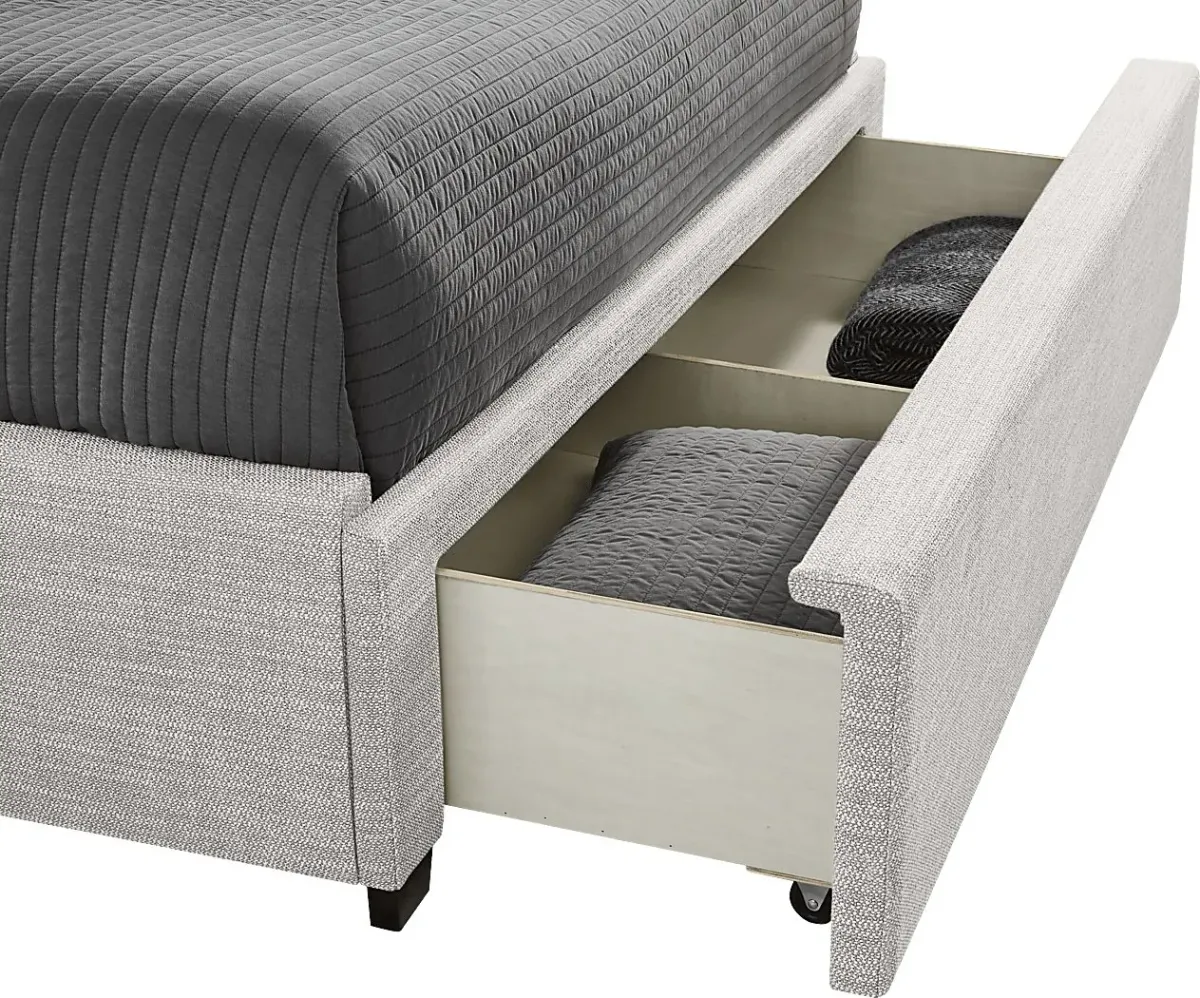 Harlow Hill Light Gray 3 Pc Queen Upholstered Storage Bed