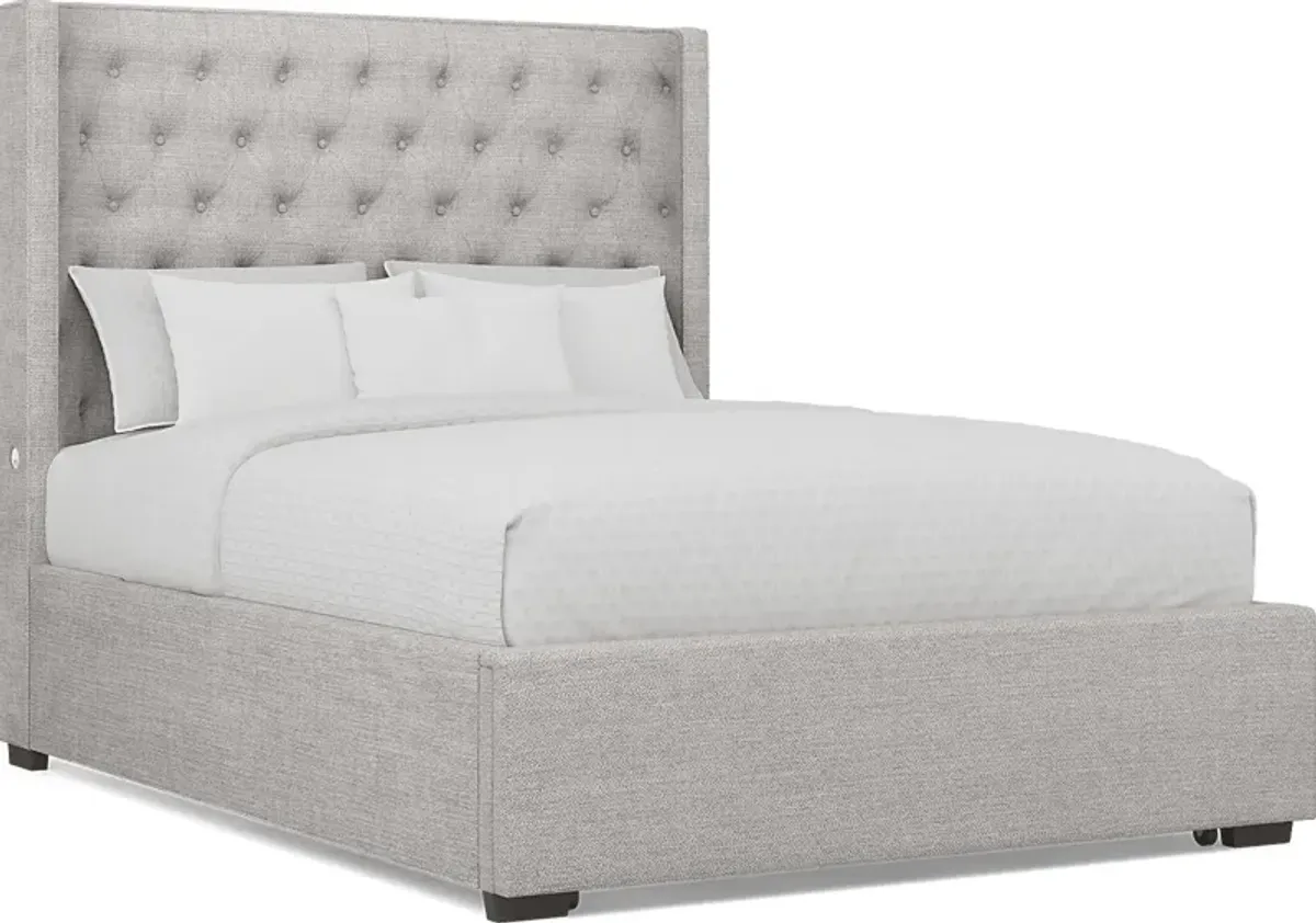 Harlow Hill Light Gray 3 Pc Queen Upholstered Storage Bed