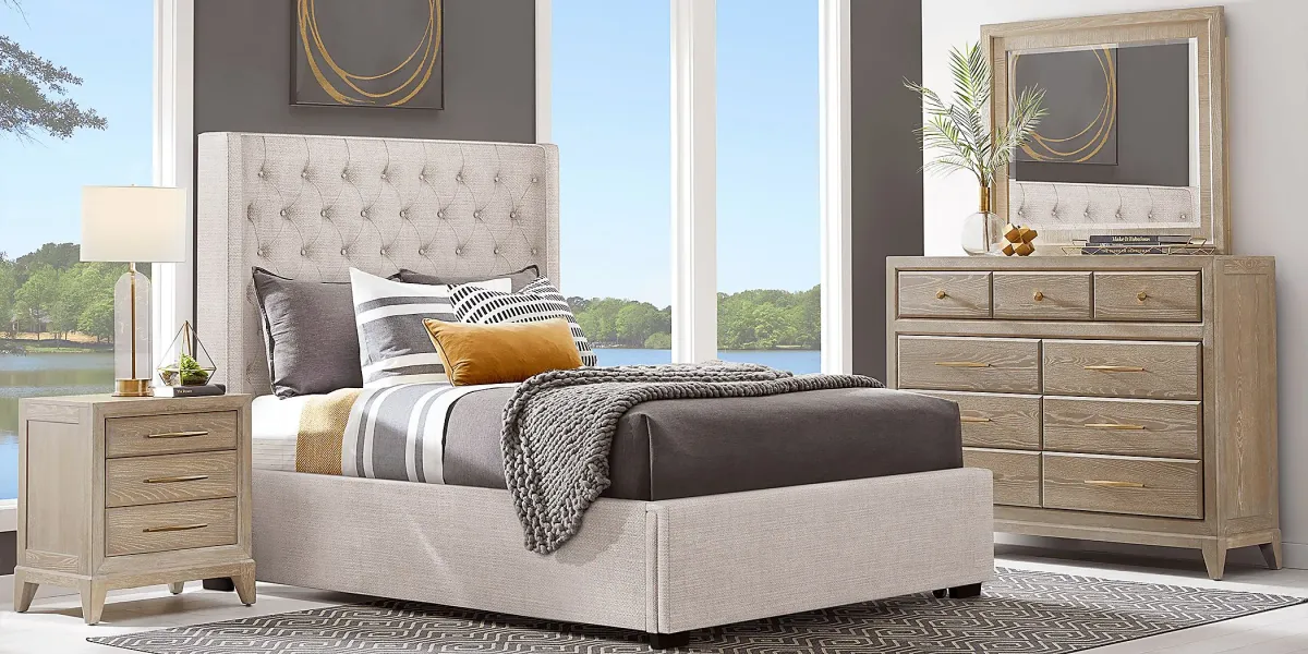 Harlow Hill Taupe 3 Pc Queen Upholstered Storage Bed