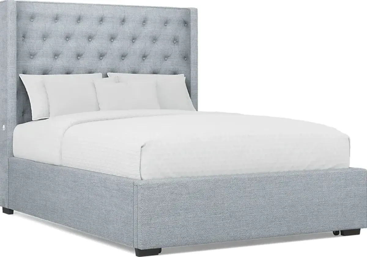 Harlow Hill Seafoam 3 Pc Queen Upholstered Storage Bed