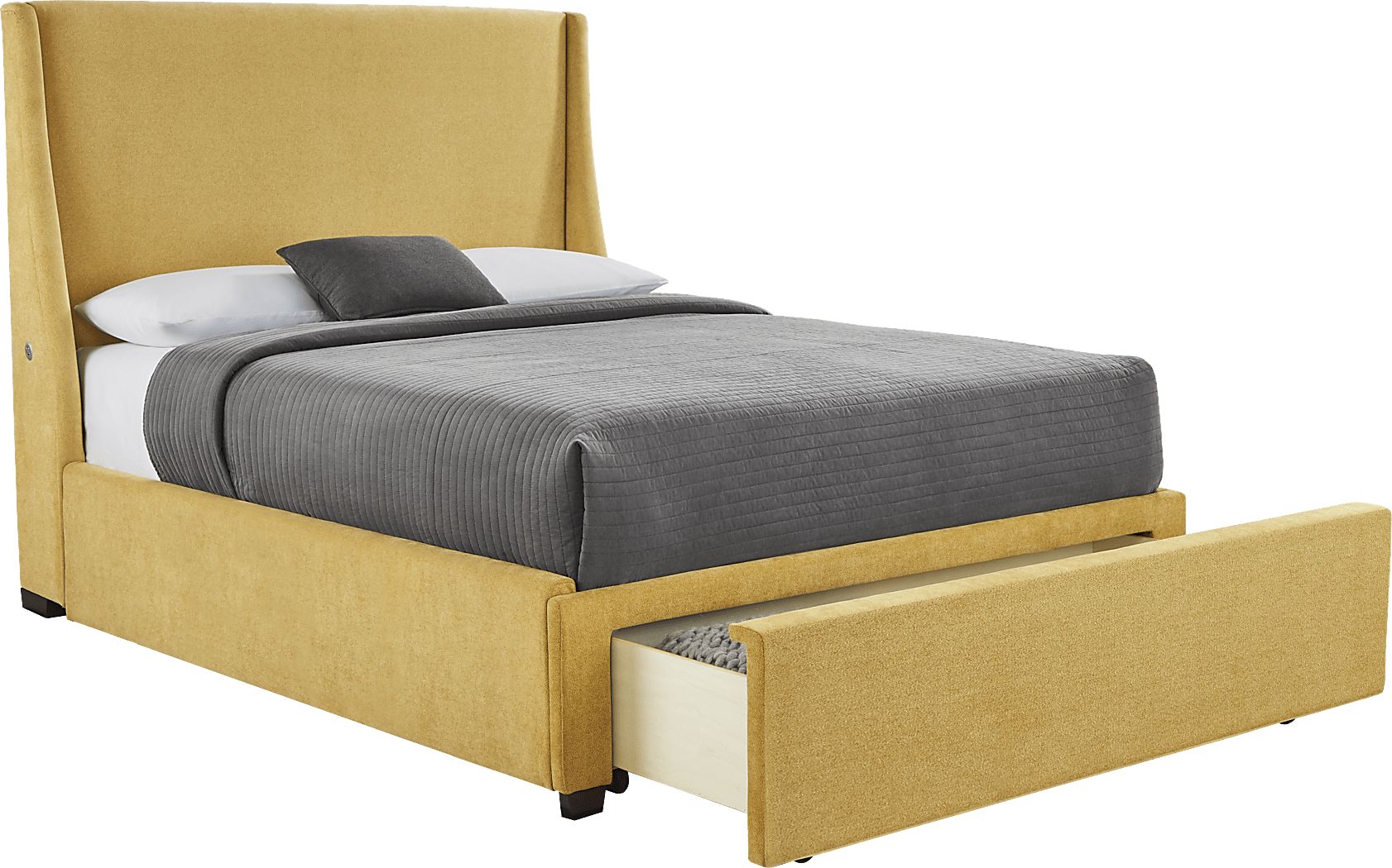 Beaufoy Yellow 3 Pc Queen Upholstered Storage Bed