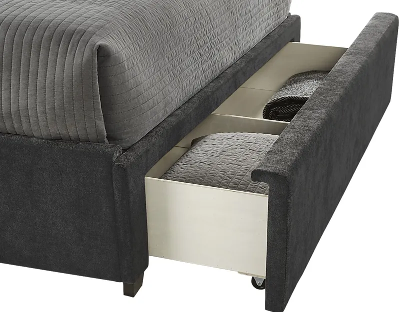 Beaufoy Graphite 3 Pc Queen Upholstered Storage Bed