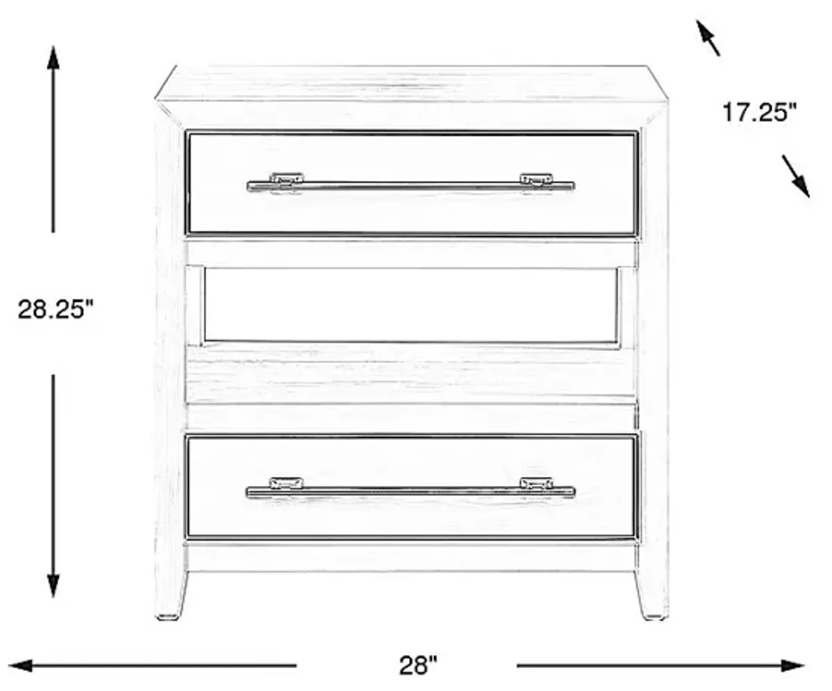 Aruba White 2 Drawer Nightstand