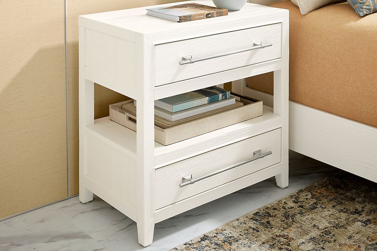 Aruba White 2 Drawer Nightstand