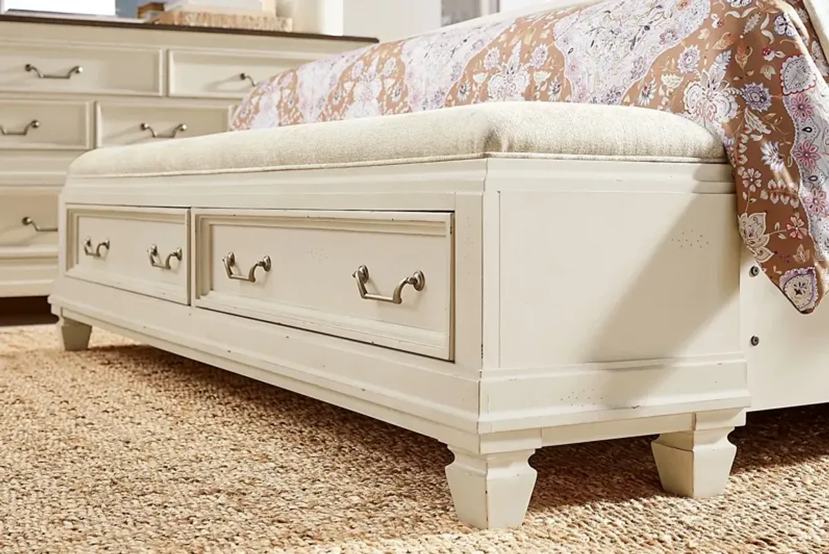Provence White 3 Pc Queen Storage Bed