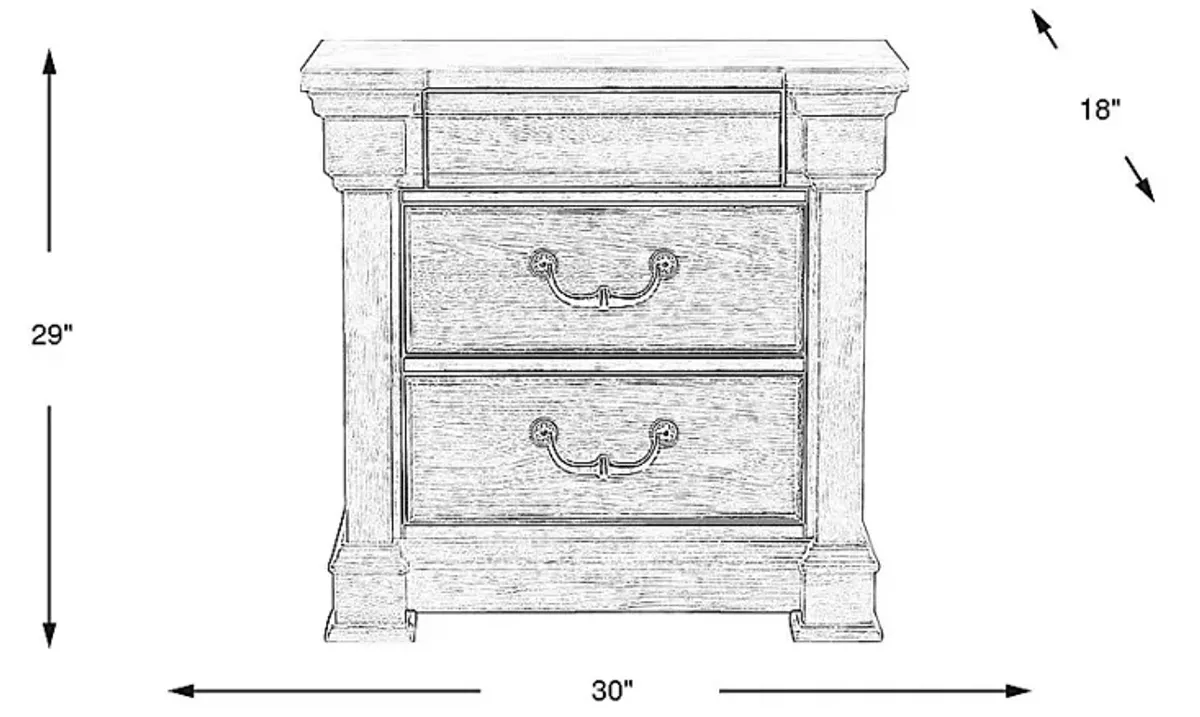 Landon Creek White 3 Drawer Nightstand