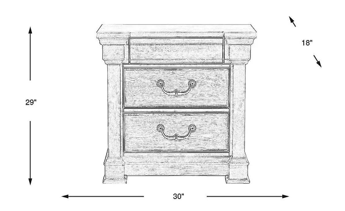 Landon Creek White 3 Drawer Nightstand