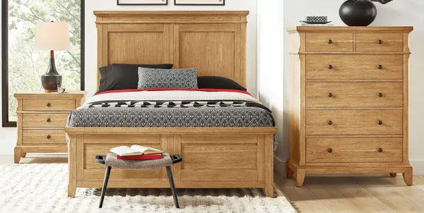 Springville Natural 5 Pc Queen Panel Bedroom