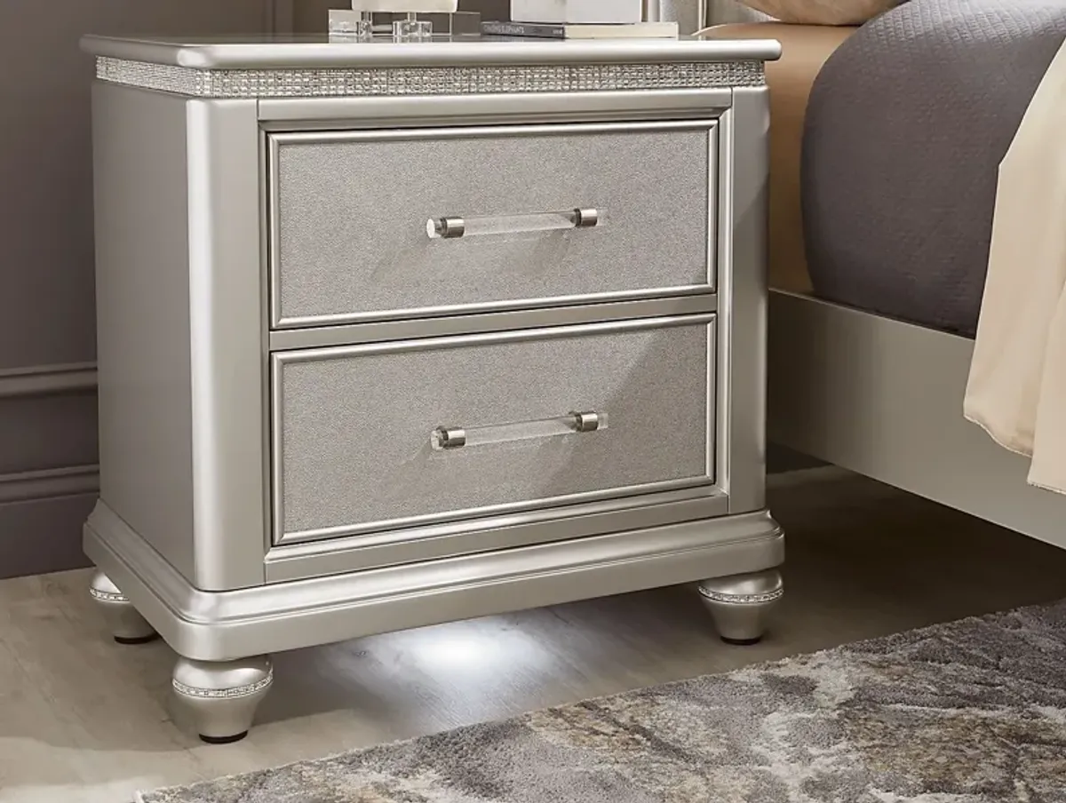 Starlet Lane Silver Nightstand