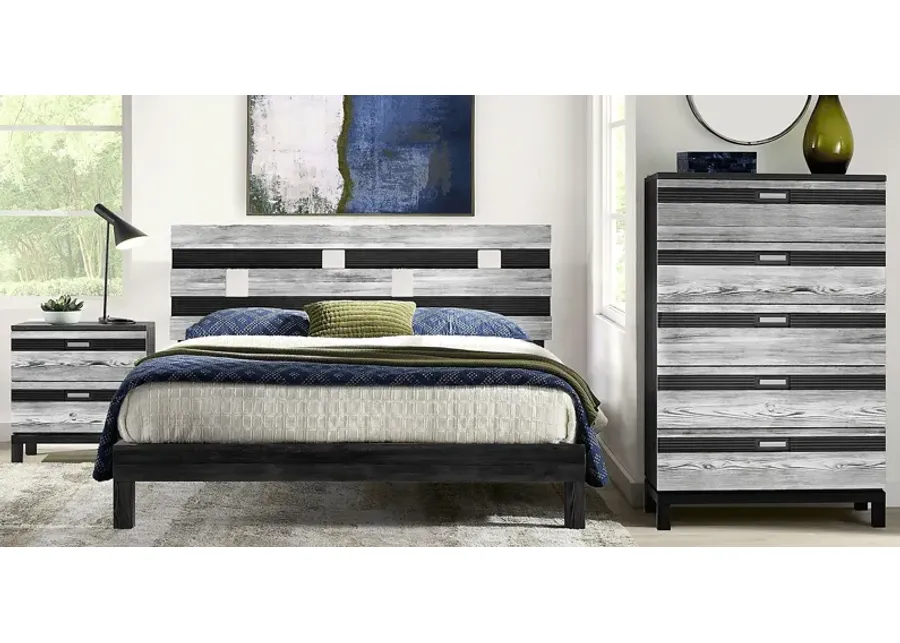 Gardenia Silver 5 Pc Queen Platform Bedroom