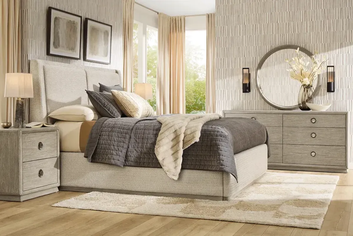 Santa Clarita Light Gray 3 Pc Queen Upholstered Bed