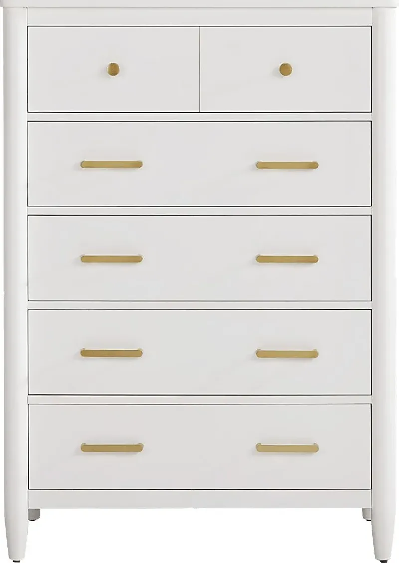 Modern Villa White 5 Drawer Chest