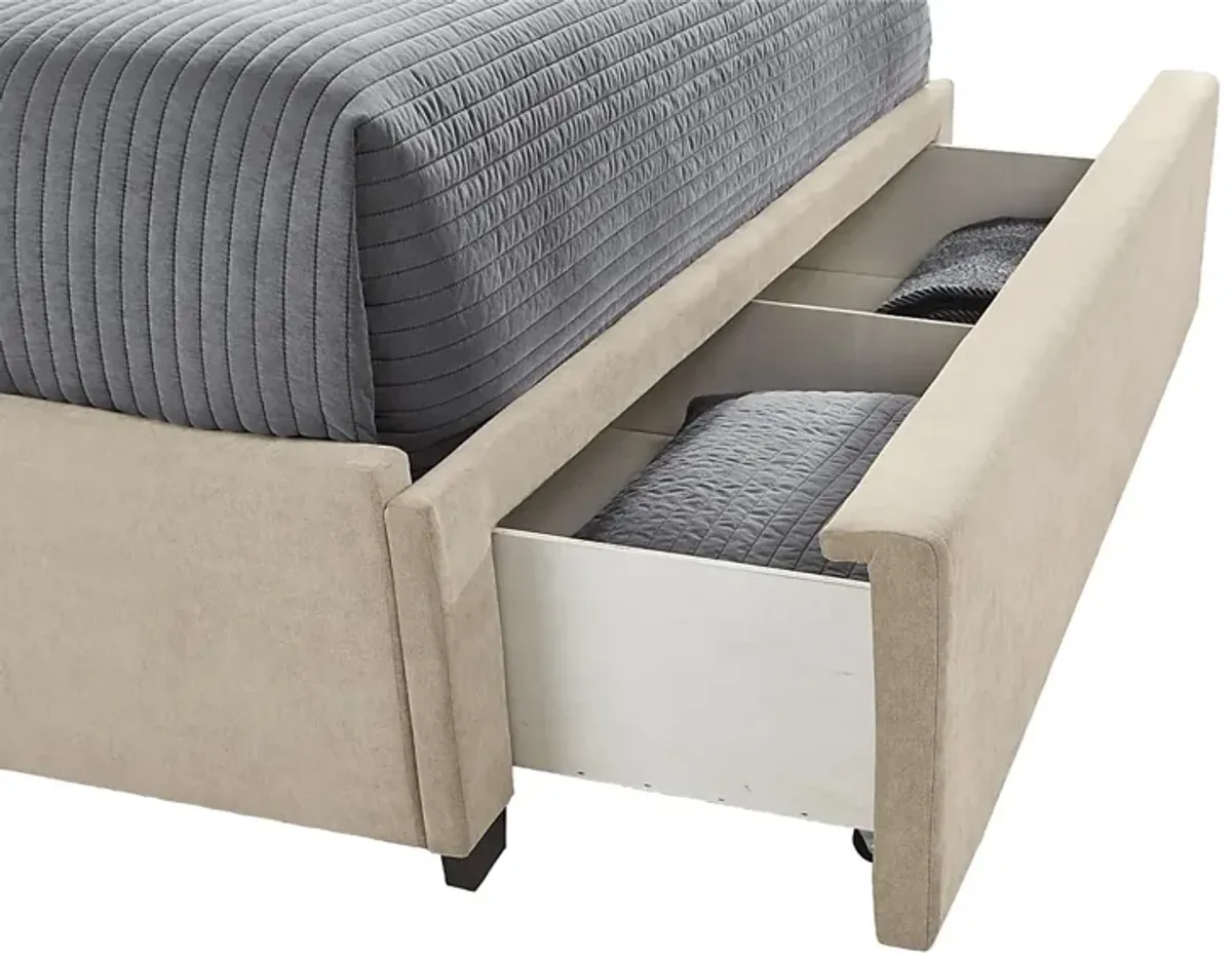 Belvedere Beige 3 Pc King Upholstered Storage Bed