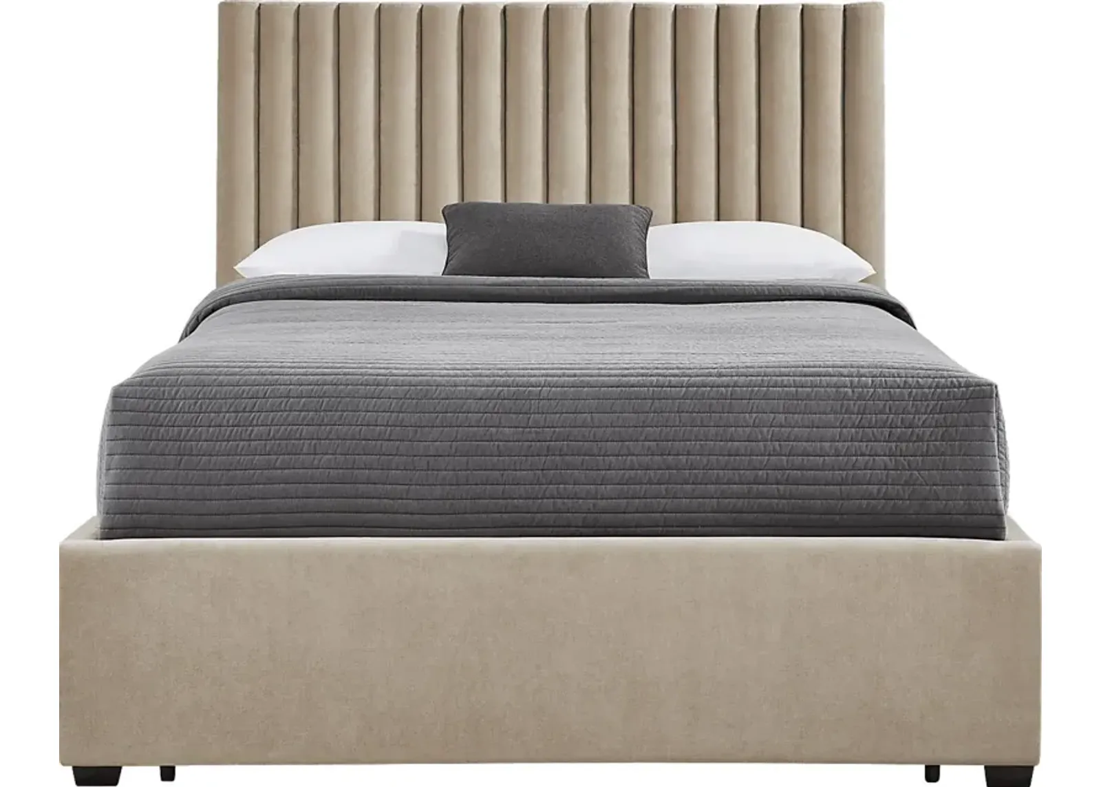 Belvedere Beige 3 Pc King Upholstered Storage Bed