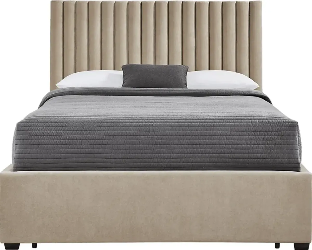 Belvedere Beige 3 Pc King Upholstered Storage Bed