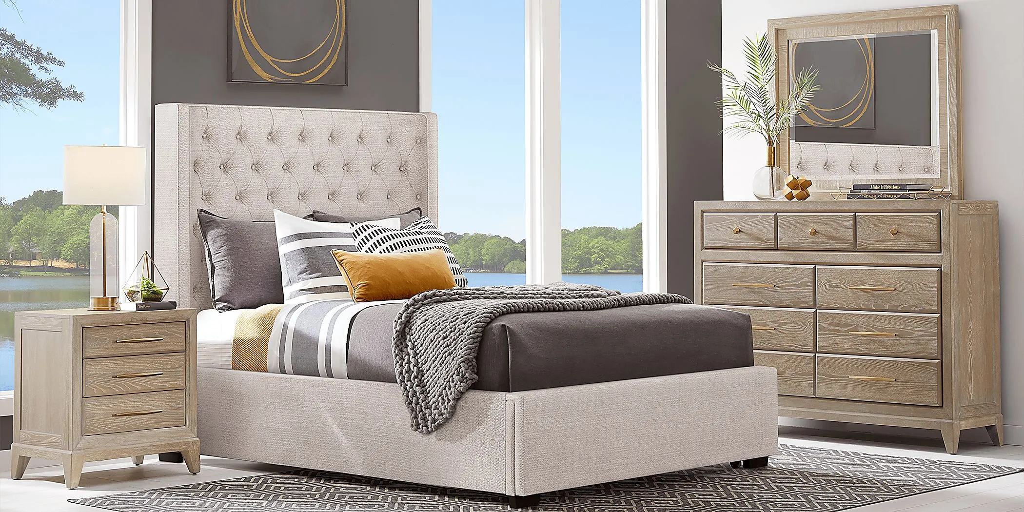 Harlow Hill Taupe 3 Pc King Upholstered Storage Bed