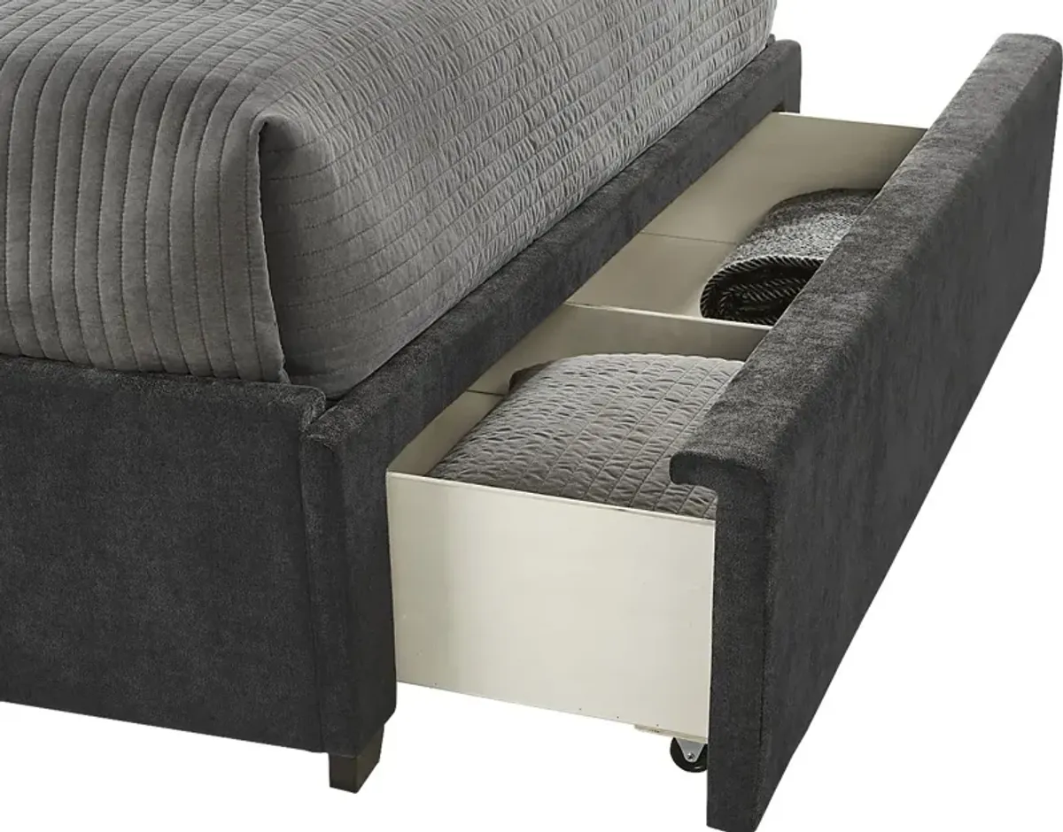 Beaufoy Graphite 3 Pc King Upholstered Storage Bed