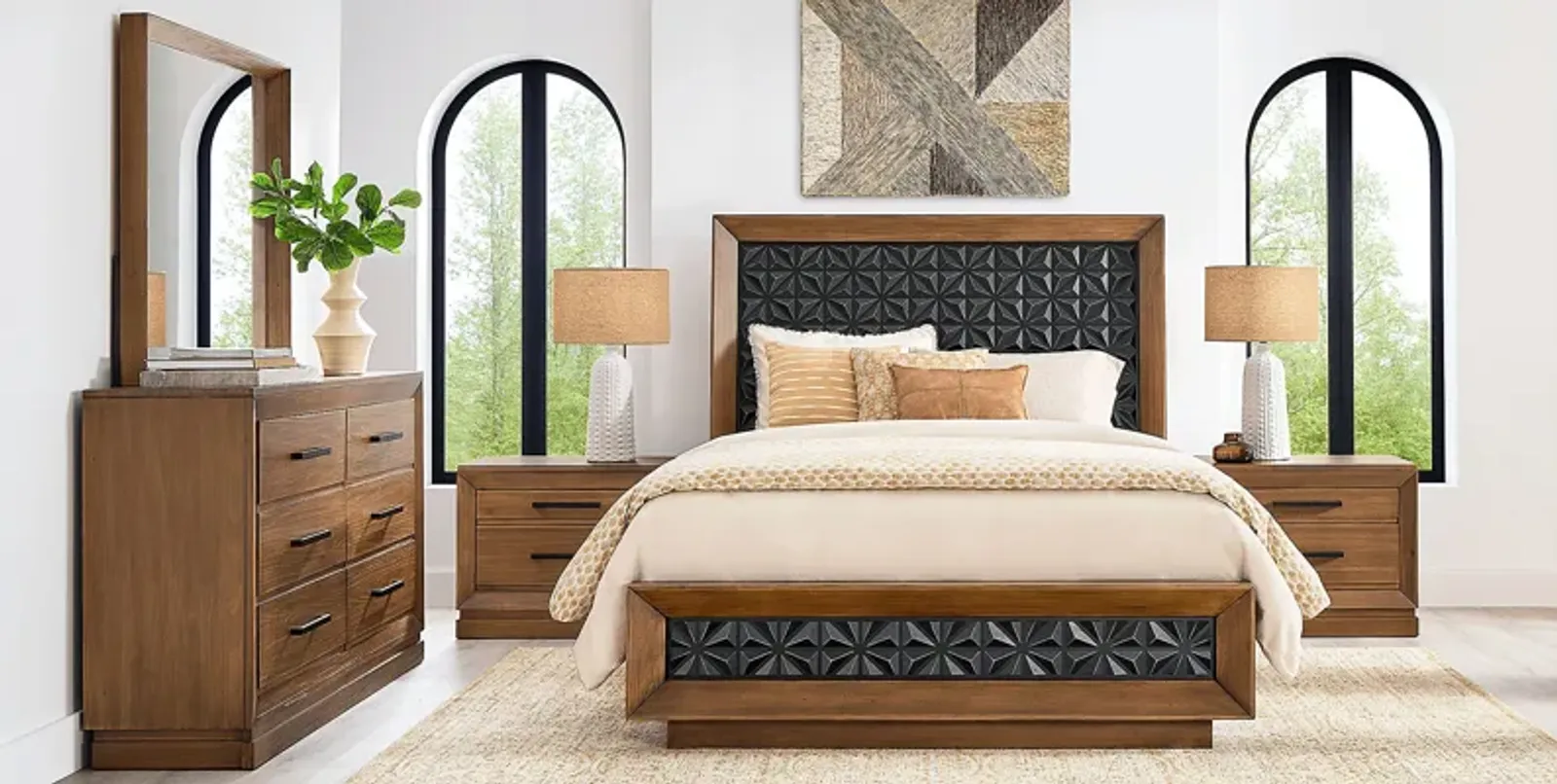 Midnight Jewel Honey 8 Pc King Panel Bedroom