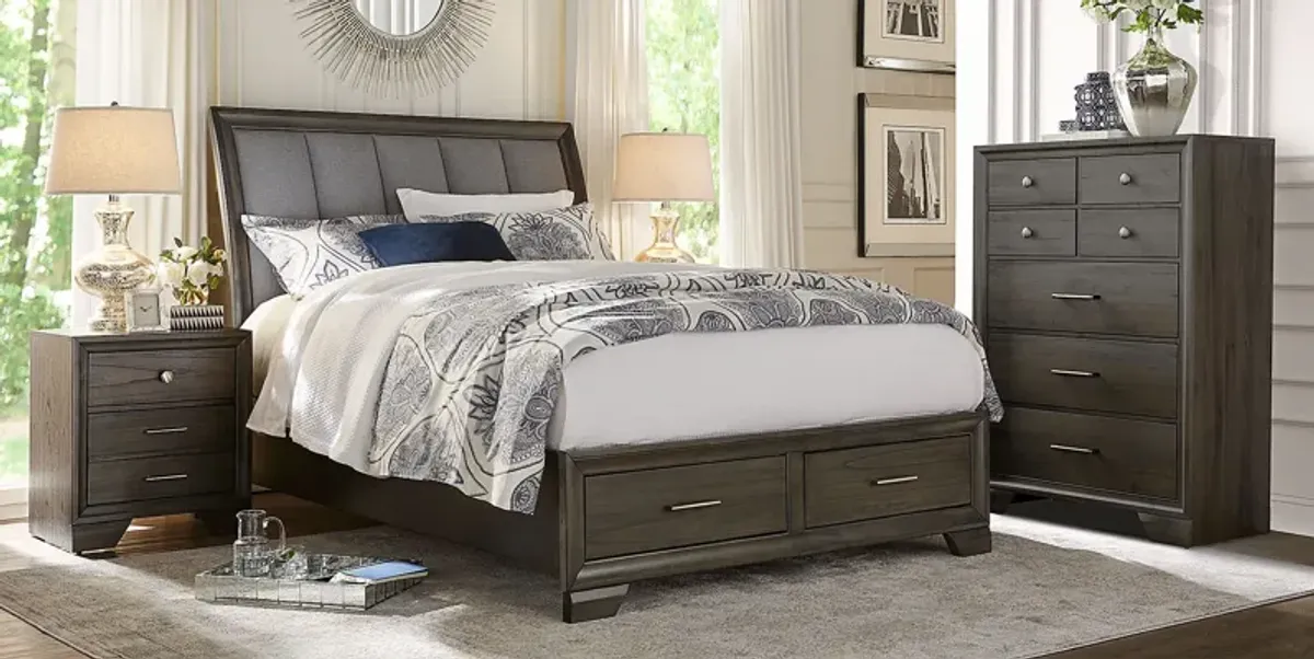 Beckwood Gray 3 Pc Queen Sleigh Bed with Storage