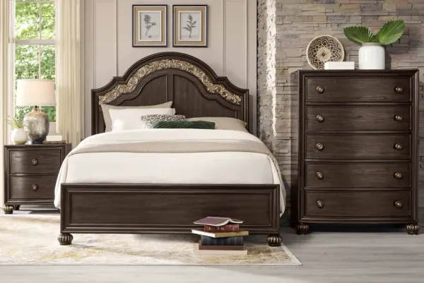 Augustine Brown 5 Pc King Arched Panel Bedroom