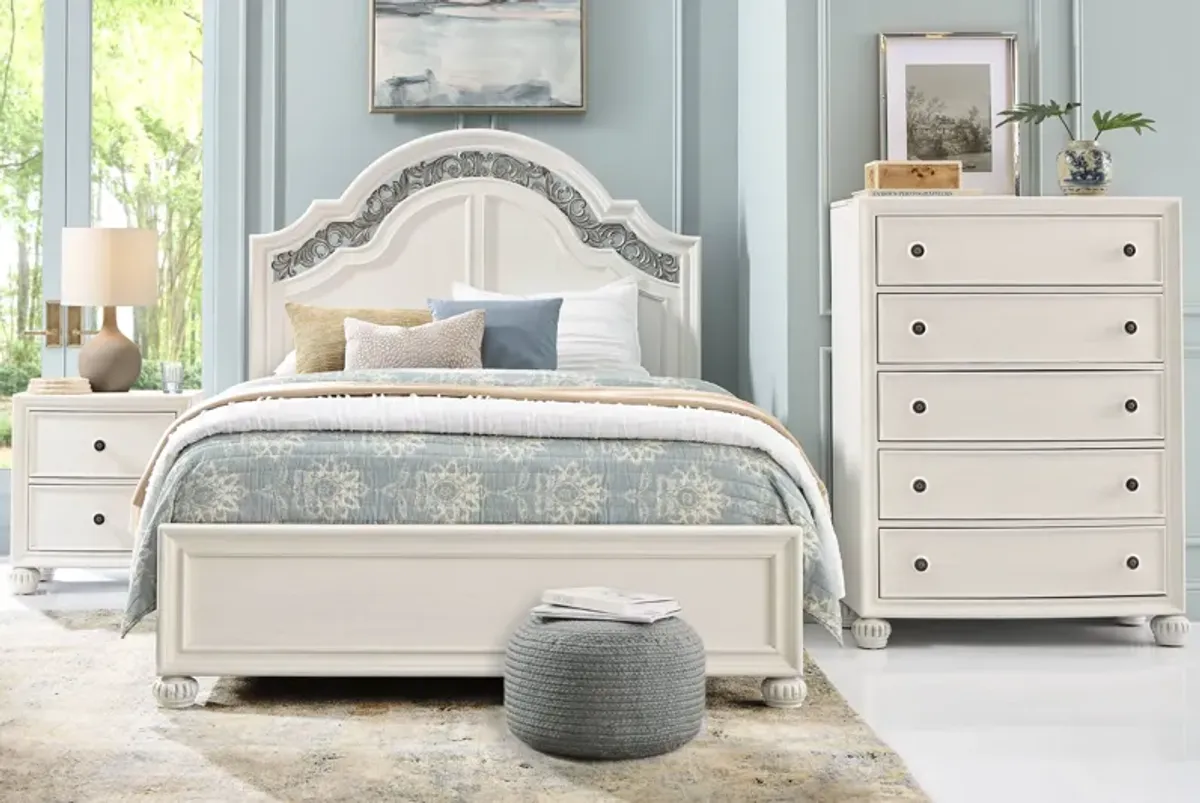 Augustine White 5 Pc King Arched Panel Bedroom