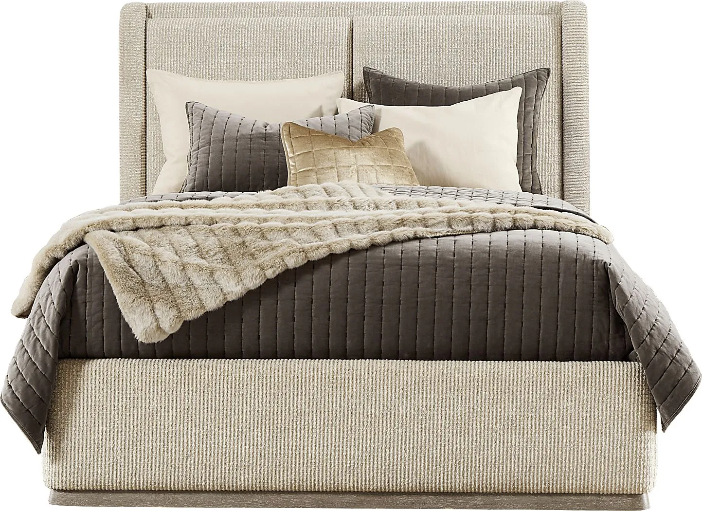 Santa Clarita Light Gray 3 Pc King Upholstered Bed