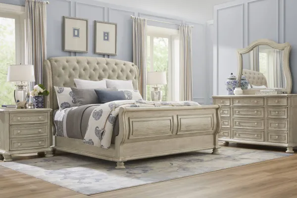 Armitage Off-White 7 Pc Queen Upholstered Bedroom