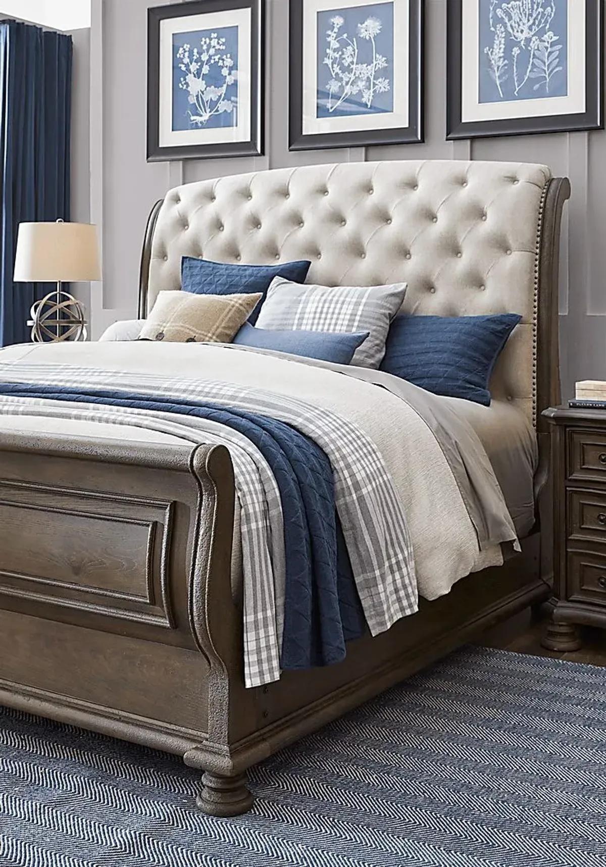Armitage Dark Brown 7 Pc Queen Upholstered Bedroom