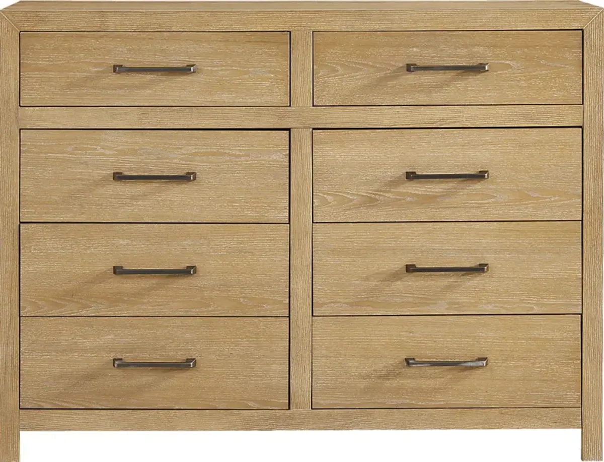 Woodley Natural 7 Pc Queen Panel Bedroom