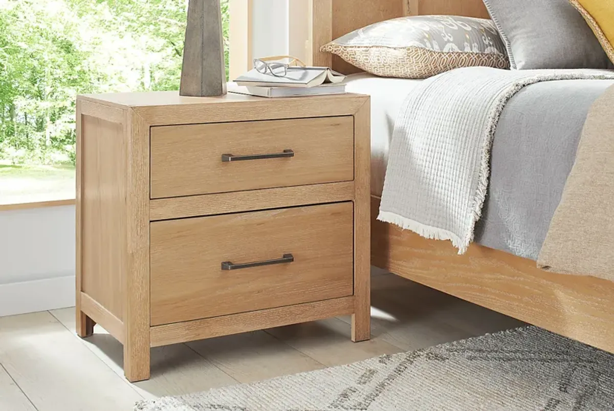 Woodley Natural 7 Pc Queen Panel Bedroom