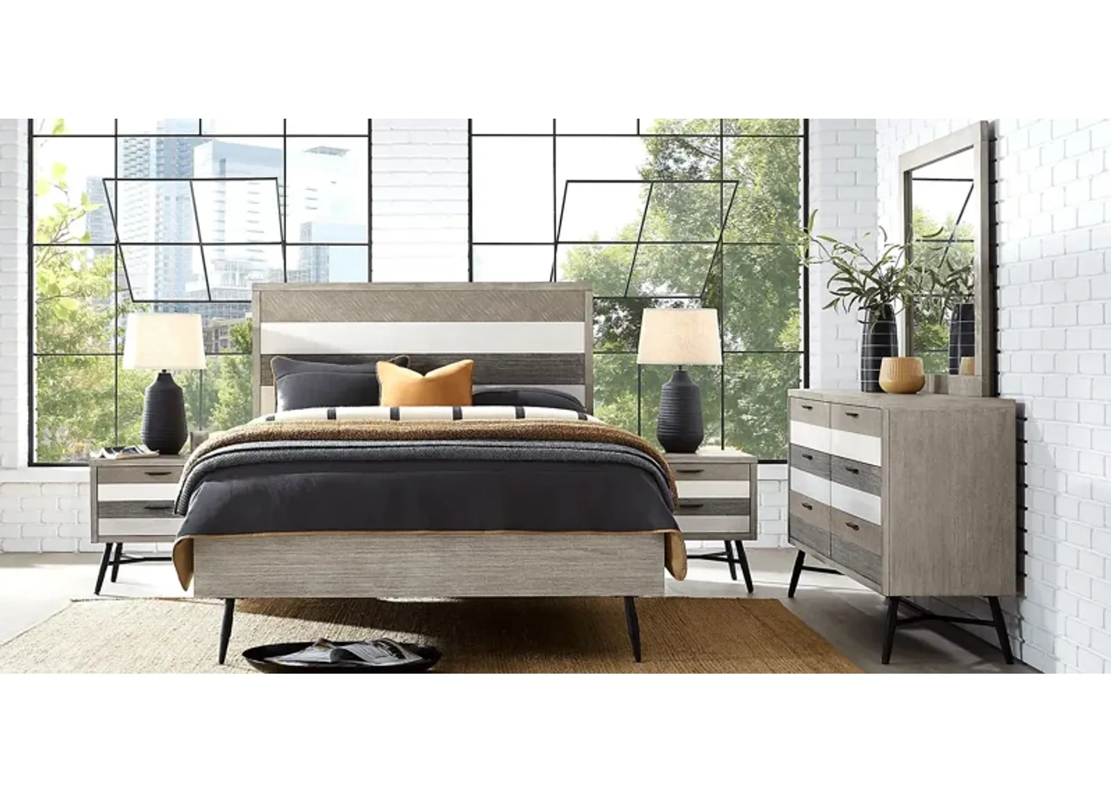 Midtown Loft Gray 7 Pc Queen Panel Bedroom