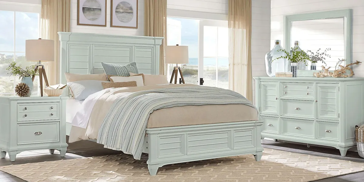 Hilton Head Mint 7 Pc Queen Panel Bedroom