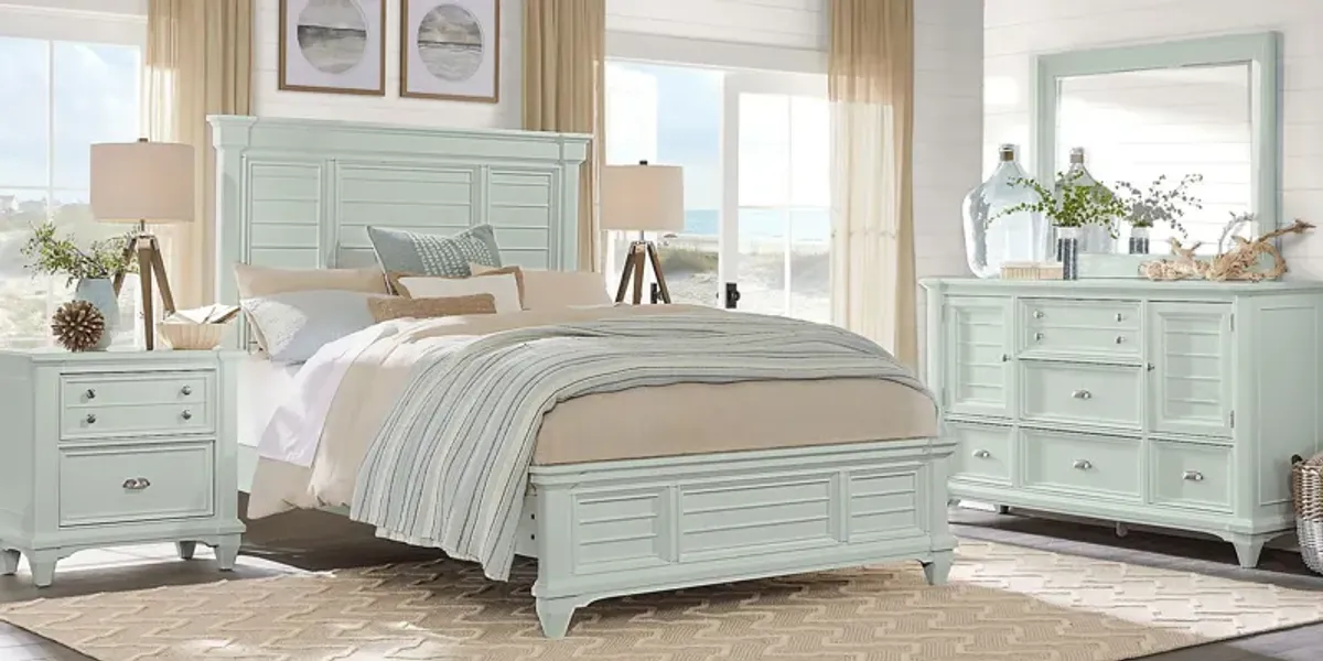 Hilton Head Mint 7 Pc Queen Panel Bedroom