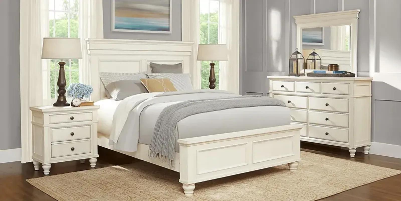 Lake Town Off-White 7 Pc Queen Panel Bedroom