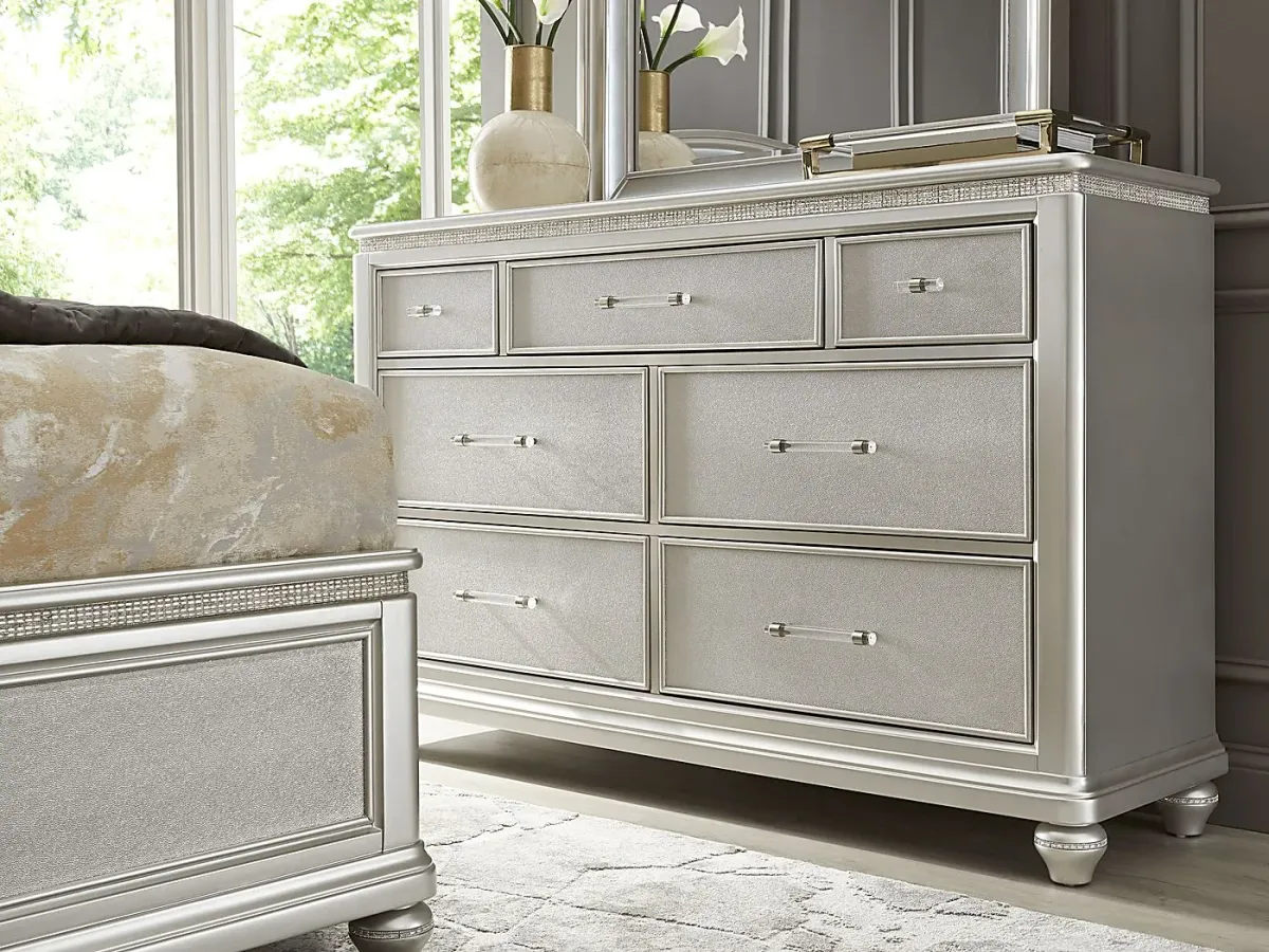 Starlet Lane Silver 7 Pc Queen Bedroom