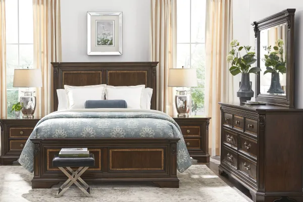 Fuller Brown Cherry 7 Pc Queen Panel Bedroom