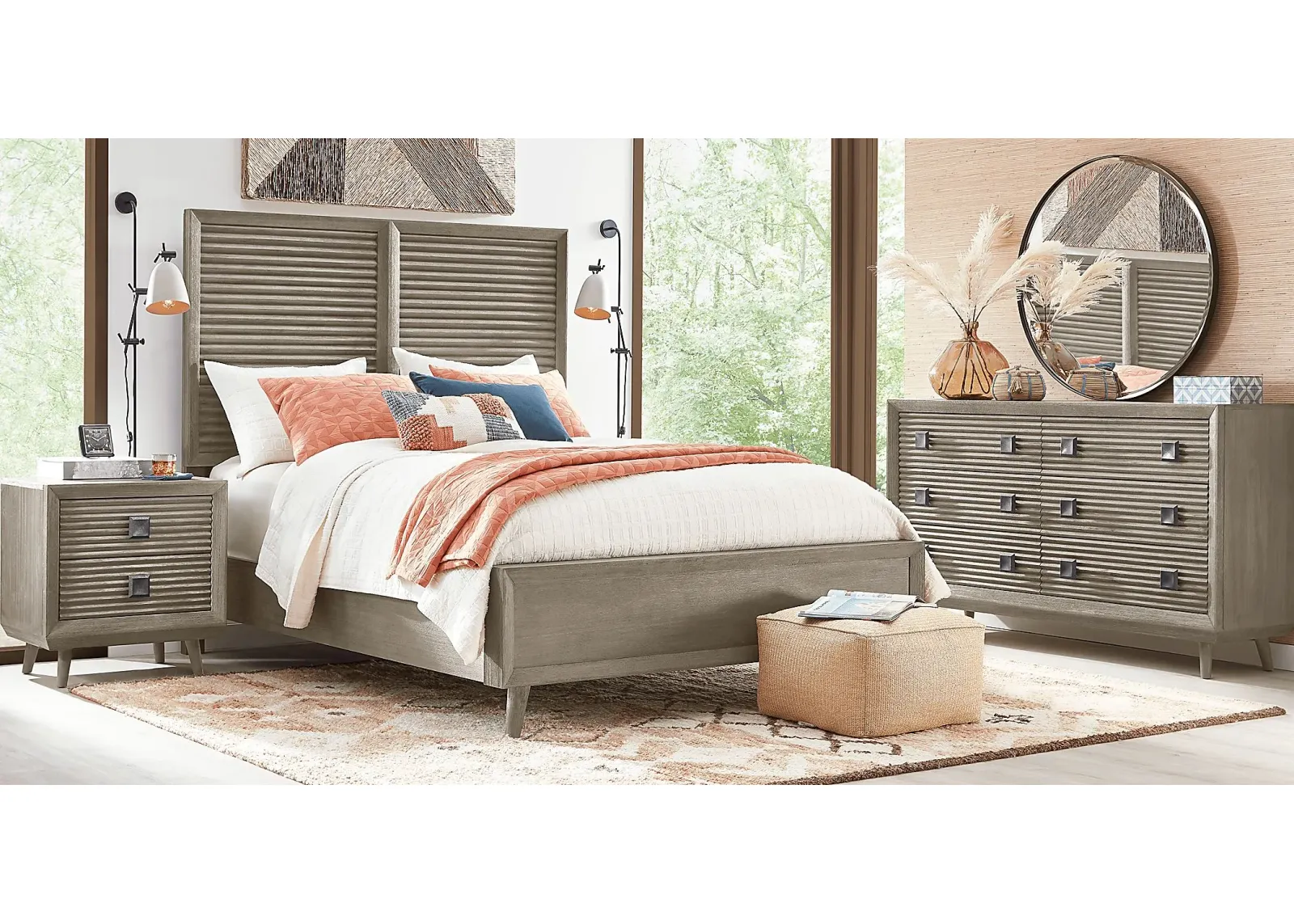 Casella Greige 7 Pc King Panel Bedroom