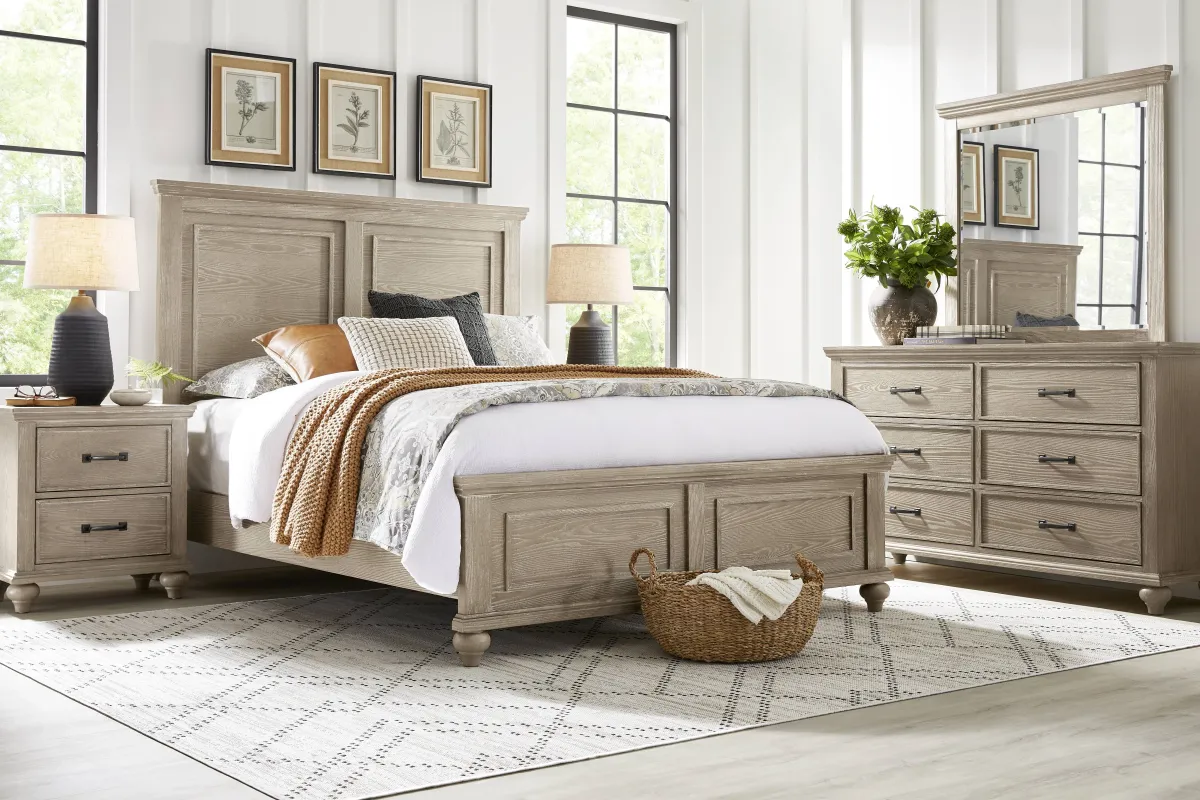 Ridgefield Natural 7 Pc King Panel Bedroom