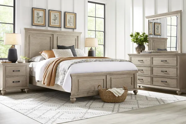 Ridgefield Natural 7 Pc King Panel Bedroom