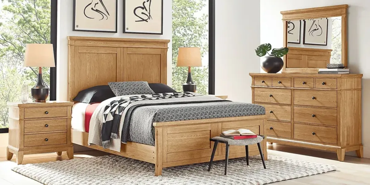 Springville Natural 7 Pc King Panel Bedroom